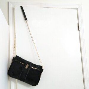 Gryson 'Willa' Black Calf Leather Long Studded Strap Shoulder Bag'